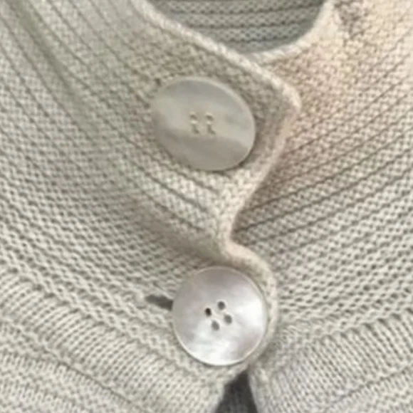 MARINA RINALDI, Beige cashmere/wool blend cableknit wrap Poncho O/S - Picture 5 of 12